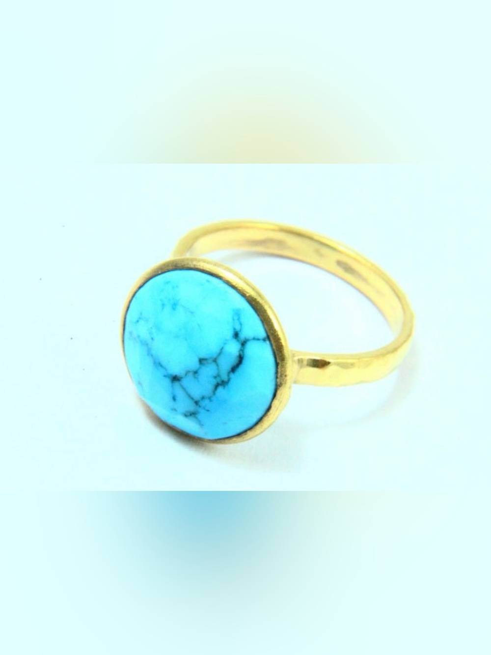 Turquoise 5.75 stone handmade ring